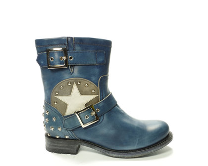 Kluisje Millimeter calcium Sendra 10796 blue with star and studss - intoboots.com