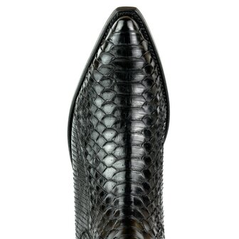 Mayura Boots 2575 Black Python Pointed Western Men&#039;s Ankle Boot Wedge Heel Elastic Closure Detail From Above