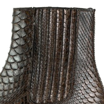 Mayura Boots 2575 Donker Bruin Python Spitse Western Heren Enkellaars Schuine Hak Detail Elastiek Sluiting 