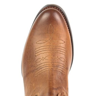 Mayura Boots 2475 Cognac Dames Boho Franjes Western Laarzen Sierstiksel Ronde Neus Schuine Hak Glanzend Leer Bovenaanzicht