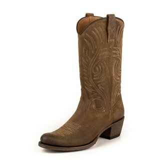 Mayura Boots 2526 Bruin Suede Dames Boho Western Laarzen Sierstiksel Ronde Neus Schuine Hak Zacht Leer Overzicht