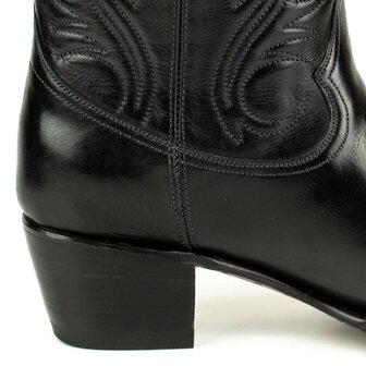 Mayura Boots 2526 Zwart Dames Boho Western Laarzen Sierstiksel Ronde Neus Schuine Hak Glad Leer  Hak