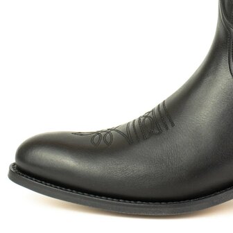 Mayura Boots 2627 Black Cowboy Western Casual Men&#039;s Boots Semi Cuban Heel Genuine Leather Detail Round Nose