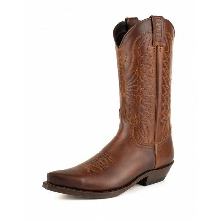 Mayura Boots 1920 Brown Pointed Cowboy Western Line Dance Ladies Men Boots Slanted Heel Genuine Leather 