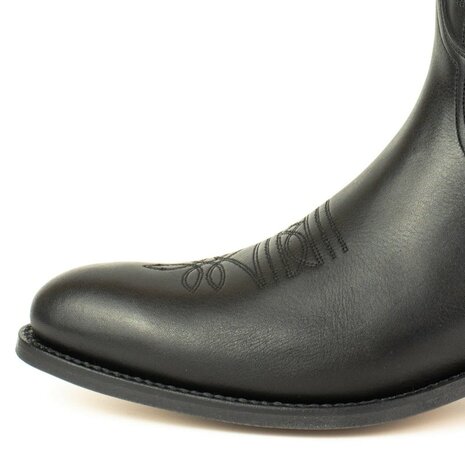 Mayura Boots 2627 Black Cowboy Western Casual Men's Boots Semi Cuban Heel Genuine Leather Detail Round Nose