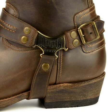 Mayura Boots 05 ARS Bruin/ Biker Western Heren Enkellaars Vierkante Neus Rits Sluiting  Detail Verstelbaar Sierspoor