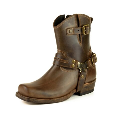 Mayura Boots 05 ARS Bruin/ Biker Western Heren Enkellaars Vierkante Neus Rits Sluiting  Verstelbaar Sierspoor Overzicht