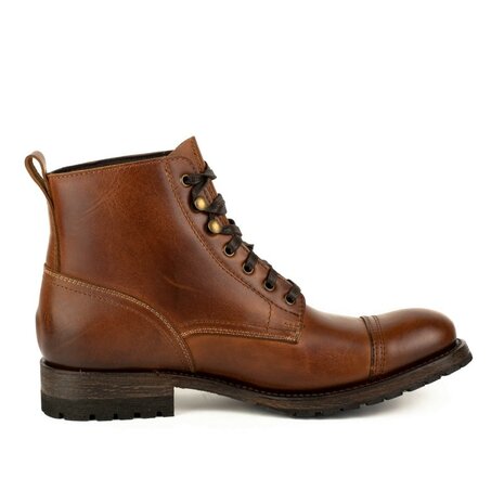 Mayura Boots 2478 Kastanje/Bruin Veter Laars Urban Outdoor Cowboy Militair Enkel Model Heren Ronde Neus Veter Sluiting Zijkant