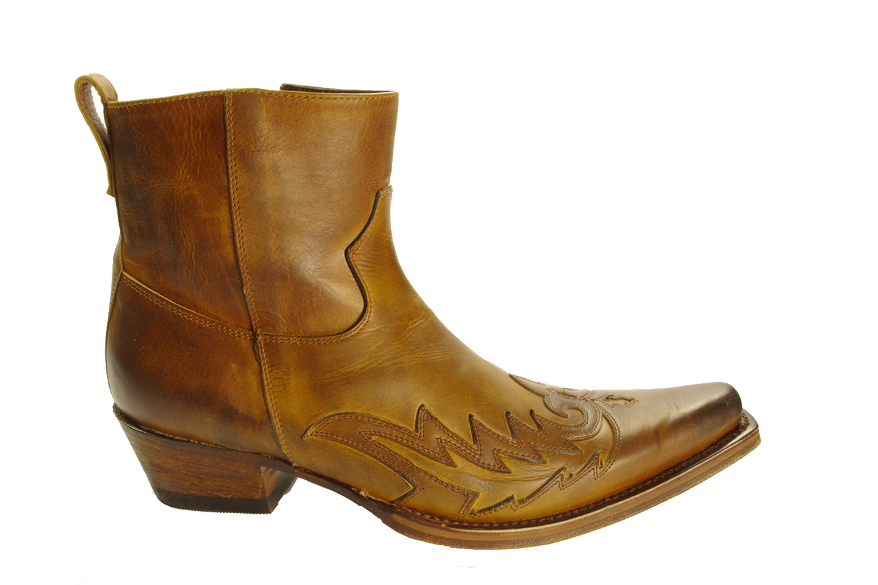 gemak Ver weg Groene achtergrond Sendra Boots 11783 Mimo Brown Mens Ankle Boots Cowboy Western Short Boots  Snip Toe Bit Slanted Heel Zipper Closure - intoboots.com